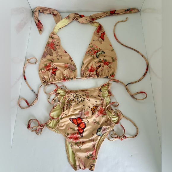 Hot As Hell Other - Hot As Hell Floral Butterfly Strappy Bikini